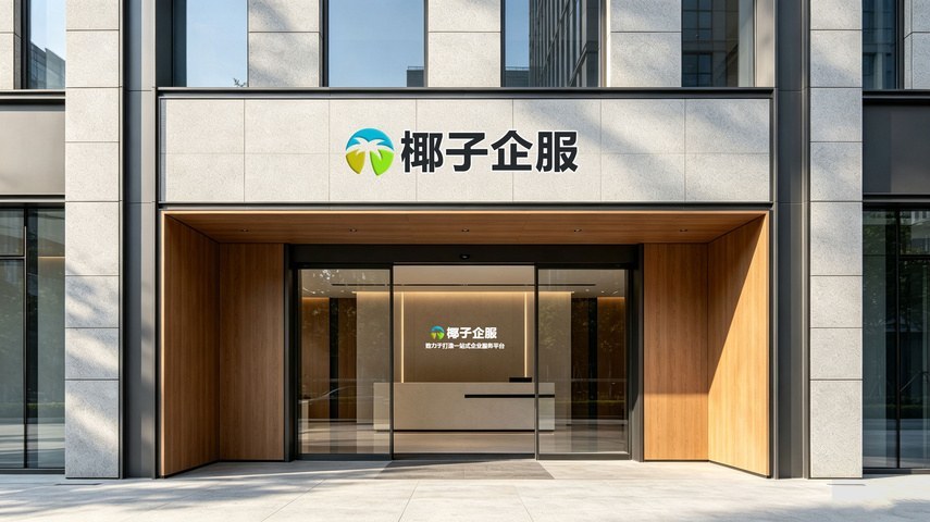 椰子企服门店门头，招牌展示椰子企服品牌标识